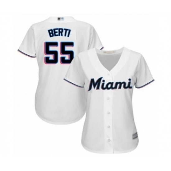 Women's Miami Marlins #55 Jon Berti Authentic White Home Cool Base Baseball Player Jersey - Ujersey