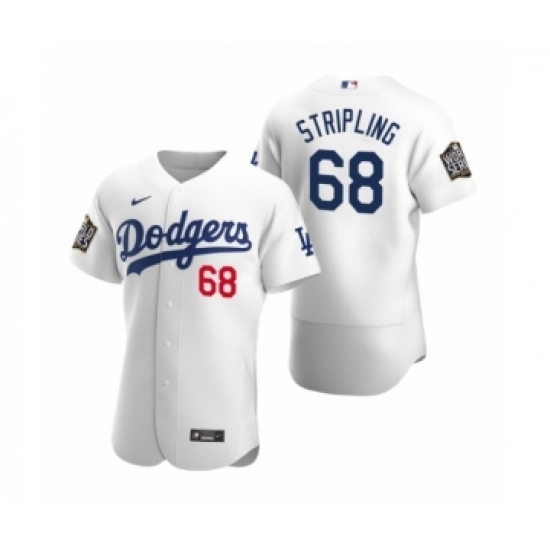 Men's Los Angeles Dodgers #68 Ross Stripling Nike White 2020 World Series Authentic Jersey - Ujersey