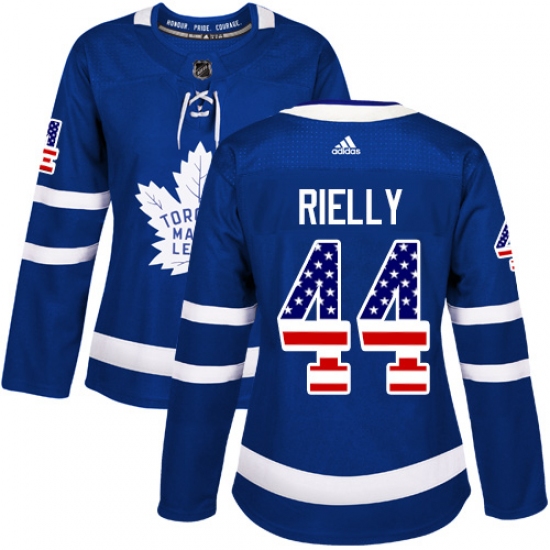 Women's Adidas Toronto Maple Leafs #44 Morgan Rielly Authentic Royal Blue USA Flag Fashion NHL Jersey - Ujersey