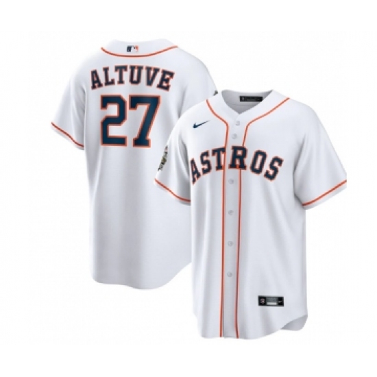 Men's Houston Astros #27 Jose Altuve White 2022 World Series Home Stitched Baseball Jersey - Ujersey