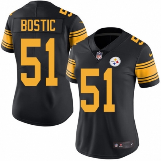 Women's Nike Pittsburgh Steelers #51 Jon Bostic Limited Black Rush Vapor Untouchable NFL Jersey - Ujersey