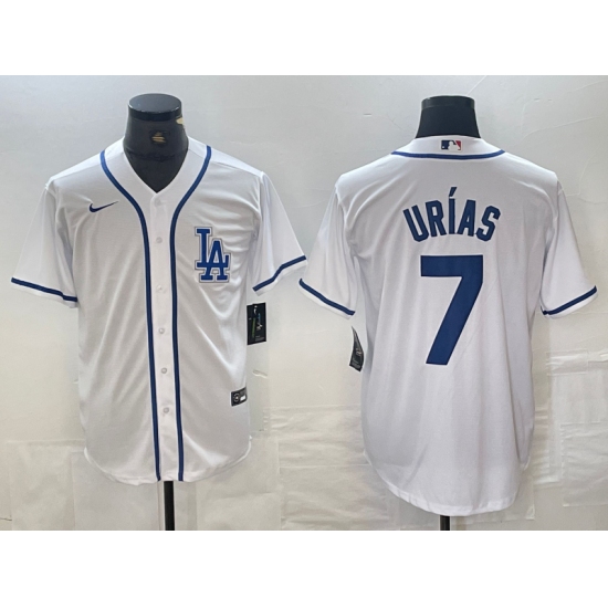 Men's Los Angeles Dodgers #7 Julio Urias White Cool Base Stitched Baseball Jersey - Ujersey