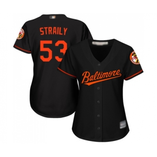 Women's Baltimore Orioles #53 Dan Straily Replica Black Alternate Cool Base Baseball Jersey - Ujersey