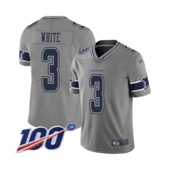 Men's Dallas Cowboys #3 Mike White Limited Gray Inverted Legend 100th Season Football Jersey - Ujersey