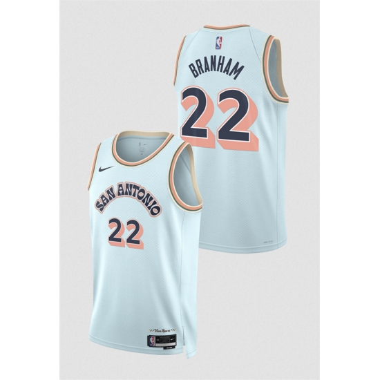 Men's San Antonio Spurs #22 Malaki Branham Light Blue 2024-25 City Edition Stitched Basketball Jersey - Ujersey