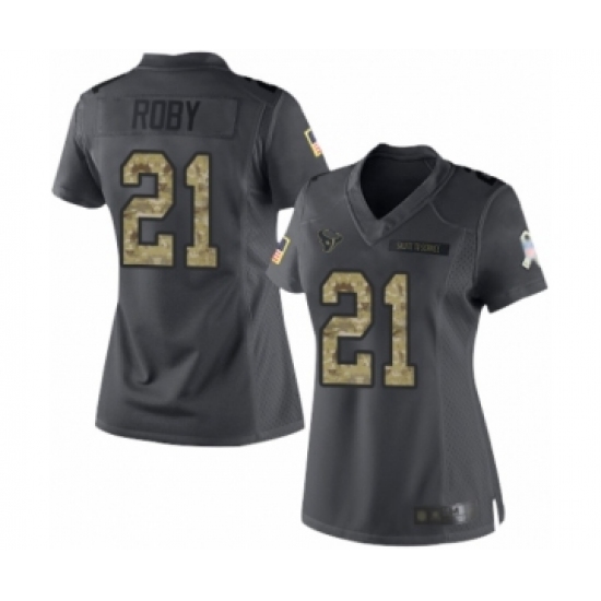 Women's Houston Texans #21 Bradley Roby Limited Black 2016 Salute to Service Football Jersey - Ujersey