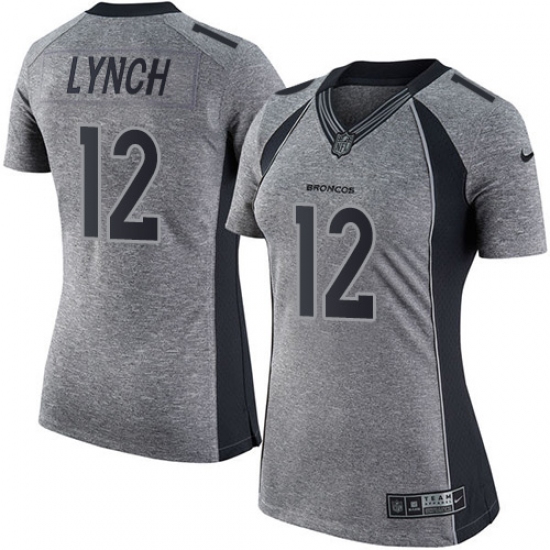 Women's Nike Denver Broncos #12 Paxton Lynch Limited Gray Gridiron NFL Jersey - Ujersey