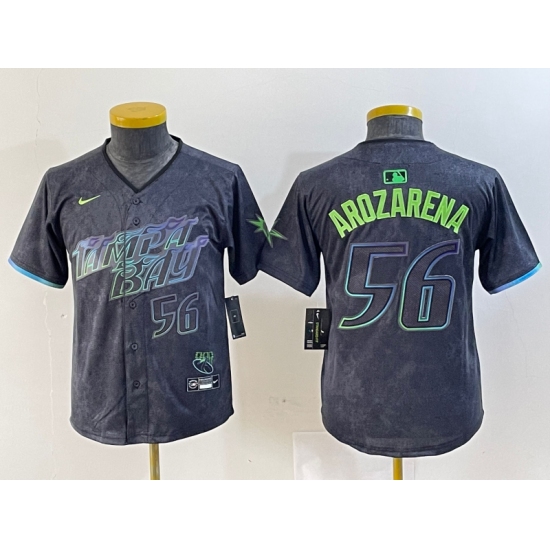 Men's Tampa Bay Rays #56 Randy Arozarena Number Charcoal 2024 City Connect Limited Stitched Jersey