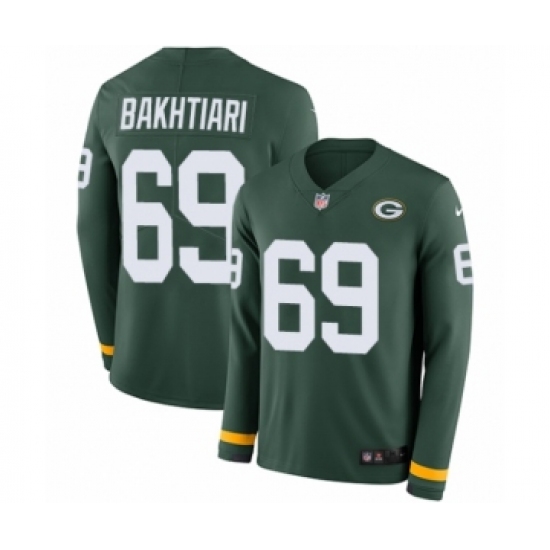 Men's Nike Green Bay Packers #69 David Bakhtiari Limited Green Therma Long Sleeve NFL Jersey - Ujersey