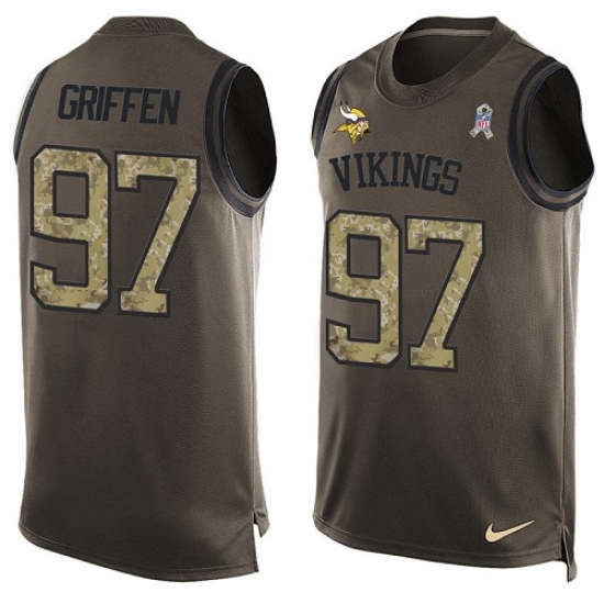 Men's Nike Minnesota Vikings #97 Everson Griffen Limited Green Salute to Service Tank Top NFL Jersey - Ujersey