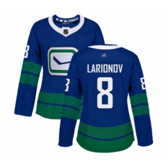 Women's Vancouver Canucks #8 Igor Larionov Authentic Royal Blue Alternate Hockey Jersey - Ujersey