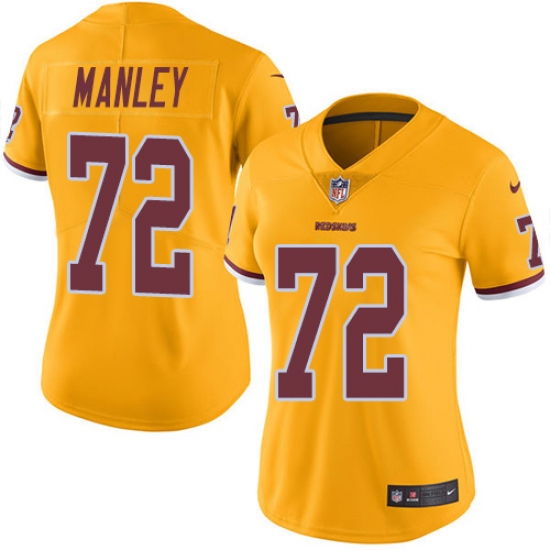Women's Nike Washington Redskins #72 Dexter Manley Limited Gold Rush Vapor Untouchable NFL Jersey