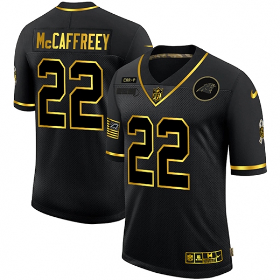Men's Carolina Panthers #22 Christian McCaffrey Olive Gold Nike 2020 Salute To Service Limited Jersey - Ujersey