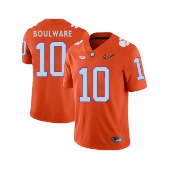 Clemson Tigers 10 Ben Boulware Orange With Diamond Logo College Football Jersey - Ujersey