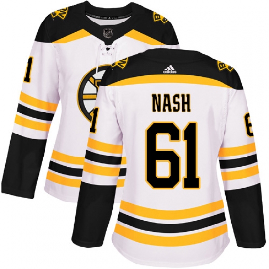 Women's Adidas Boston Bruins #61 Rick Nash Authentic White Away NHL Jersey - Ujersey