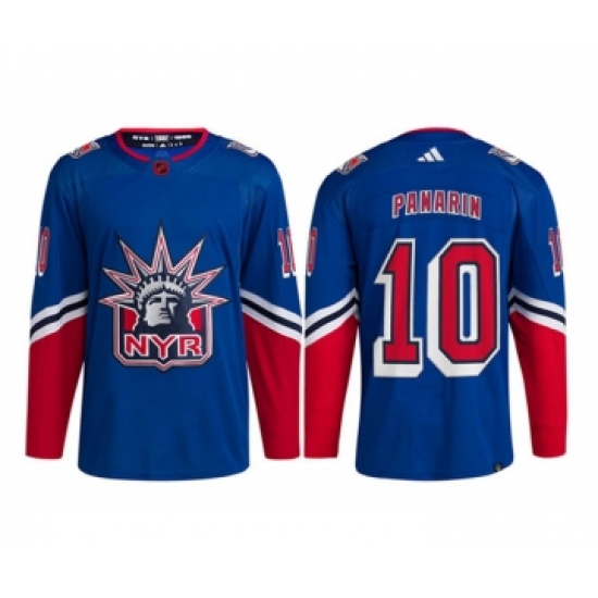 Men's New York Rangers #10 Artemi Panarin Blue 2022 Reverse Retro Stitched Jersey - Ujersey