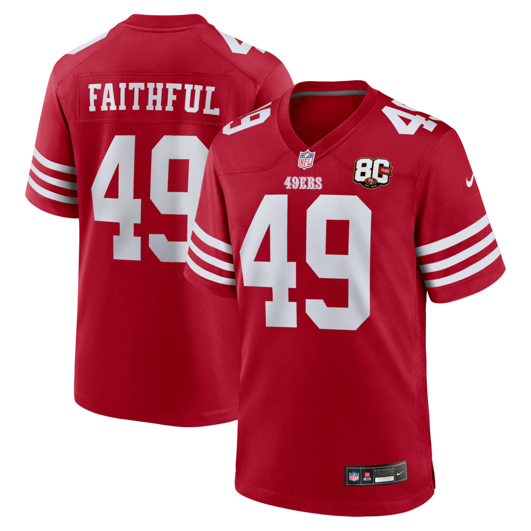 Men's San Francisco 49ers The Faithful Nike Scarlet 80th Anniversary Game Jersey