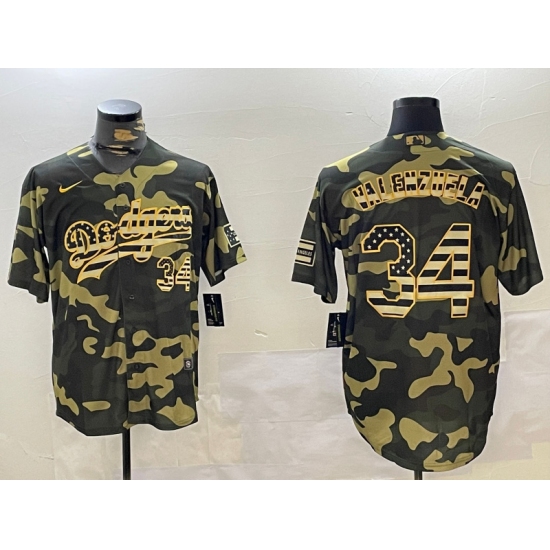 Men's Los Angeles Dodgers #34 Fernando Valenzuela camo Authentic Collection Stitched MLB Jersey - Ujersey