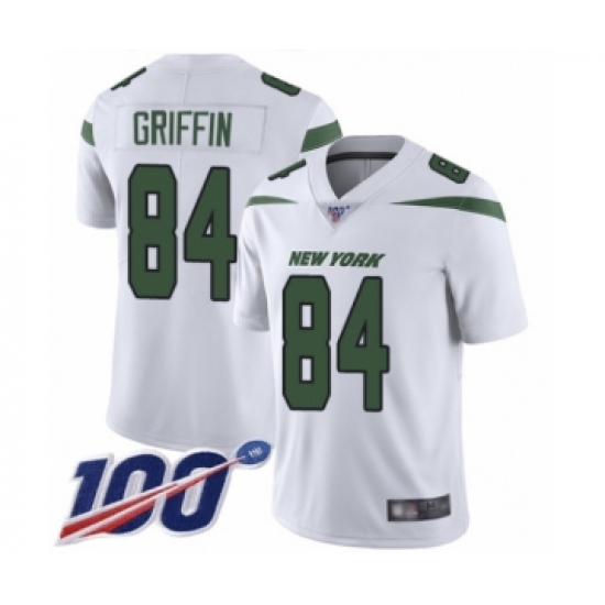 Youth New York Jets #84 Ryan Griffin White Vapor Untouchable Limited Player 100th Season Football Jersey - Ujersey