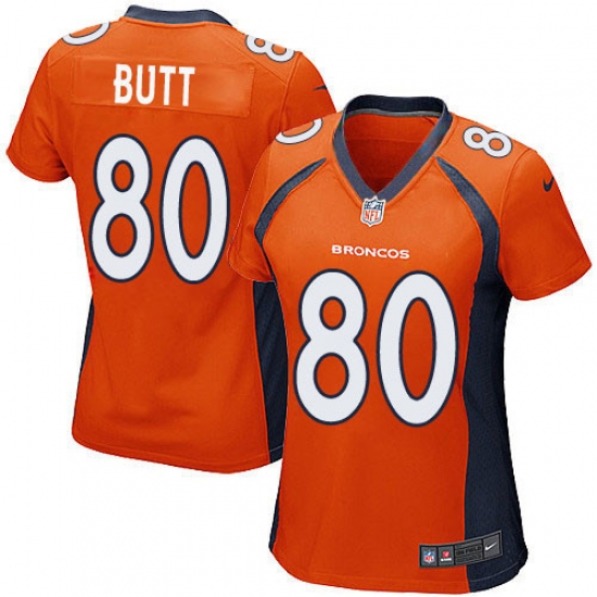 Women's Nike Denver Broncos #80 Jake Butt Game Orange Team Color NFL Jersey - Ujersey