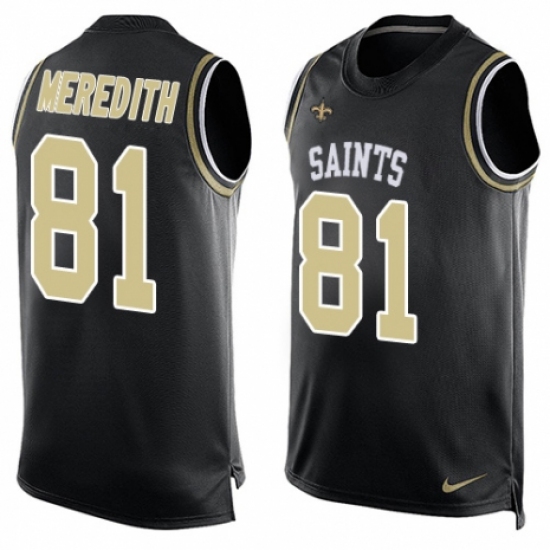 Men's Nike New Orleans Saints #81 Cameron Meredith Limited Black Player Name & Number Tank Top NFL Jersey - Ujersey