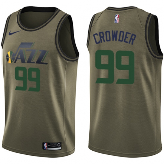 Men's Nike Utah Jazz #99 Jae Crowder Swingman Green Salute to Service NBA Jersey - Ujersey
