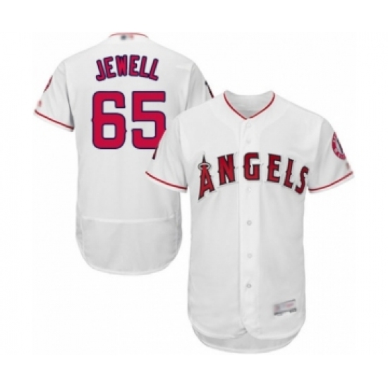 Men's Los Angeles Angels of Anaheim #65 Jake Jewell White Home Flex Base Authentic Collection Baseball Player Jersey - Ujersey