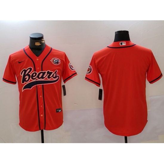 Mens Chicago Bears Blank Orange Throwback With Cool Base Stitched Baseball Jersey - Ujersey