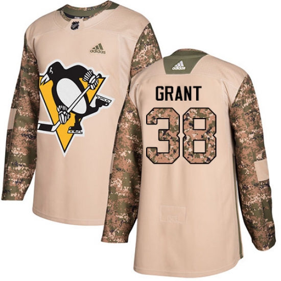 Men's Adidas Pittsburgh Penguins #38 Derek Grant Authentic Camo Veterans Day Practice NHL Jersey - Ujersey