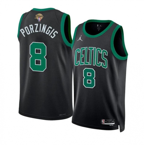 Men's Boston Celtics #8 Kristaps Porzingis Black 2024 Finals Statement Edition Stitched Basketball Jersey - Ujersey
