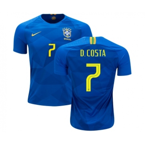 Brazil #7 D.Costa Away Kid Soccer Country Jersey