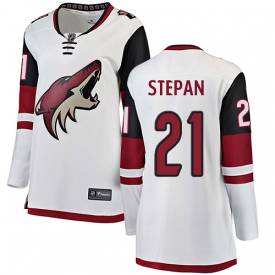 Women's Arizona Coyotes #21 Derek Stepan Authentic White Away Fanatics Branded Breakaway NHL Jersey - Ujersey
