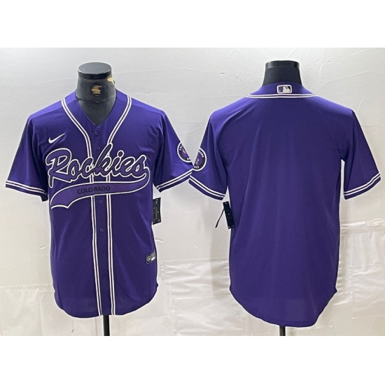 Men's Colorado Rockies Blank Purple With Cool Base Stitched Baseball Jersey - Ujersey