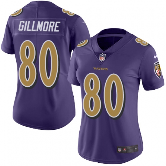 Women's Nike Baltimore Ravens #80 Crockett Gillmore Limited Purple Rush Vapor Untouchable NFL Jersey - Ujersey