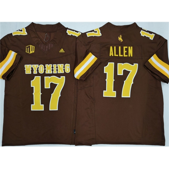 Men's Wyoming Cowboys #17 Josh Allen Brown 2026 F.U.S.E. Stitched College Football Jersey - Ujersey