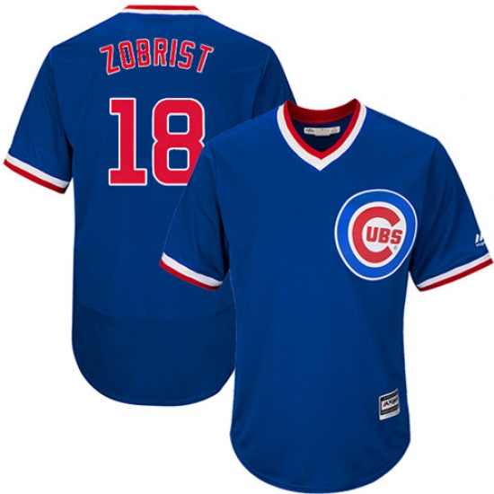 Men's Majestic Chicago Cubs #18 Ben Zobrist Royal Blue Flexbase Authentic Collection Cooperstown MLB Jersey - Ujersey