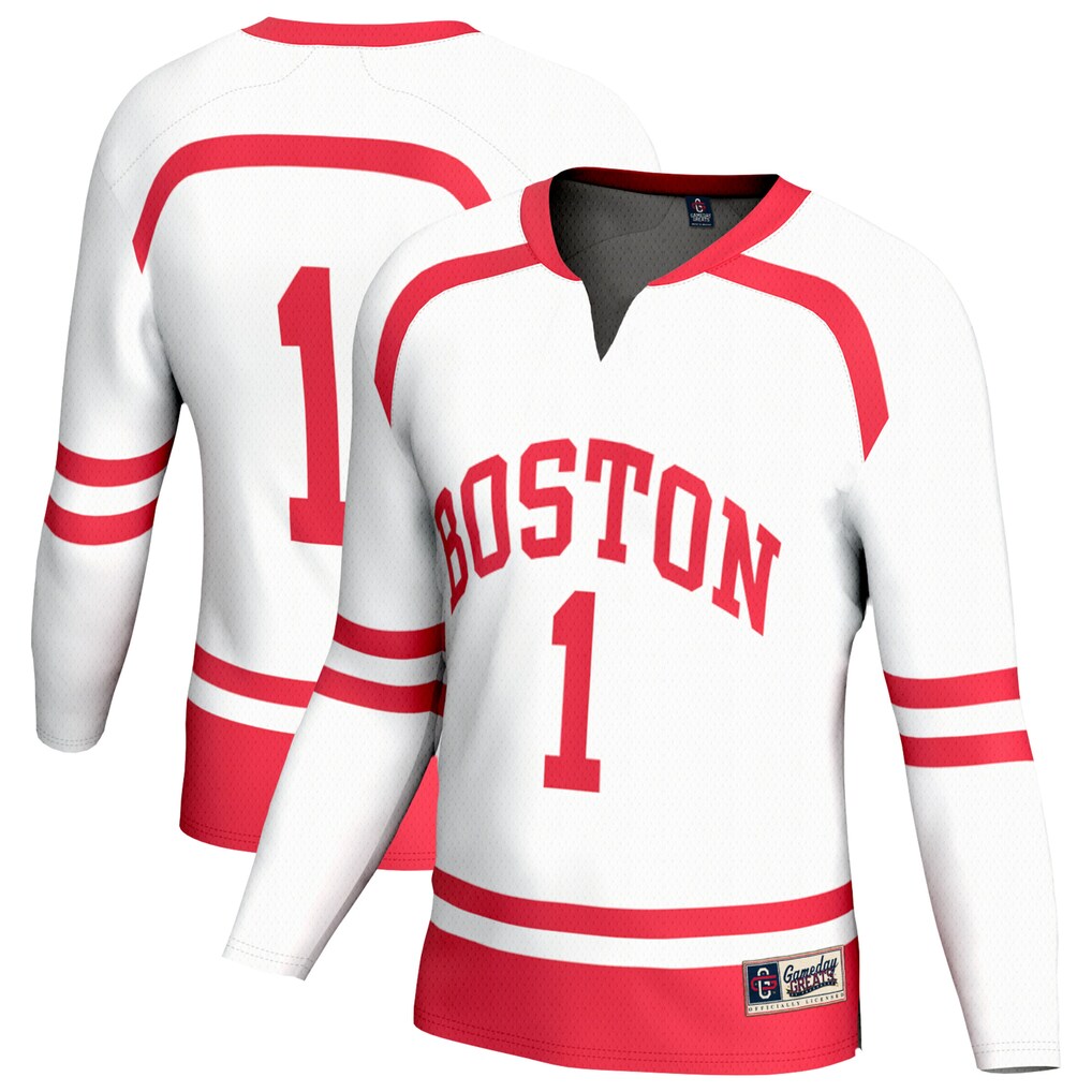 Youth GameDay Greats White Boston University Lightweight Collegiate Men's Hockey Fashion Jersey - U-jersey