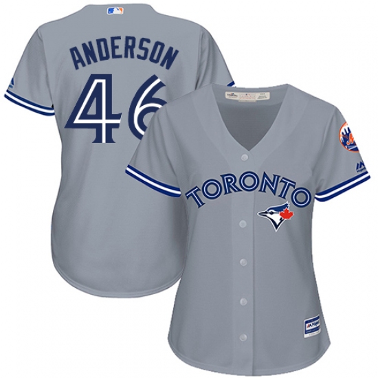 Women's Majestic Toronto Blue Jays #46 Brett Anderson Replica Grey Road MLB Jersey - Ujersey