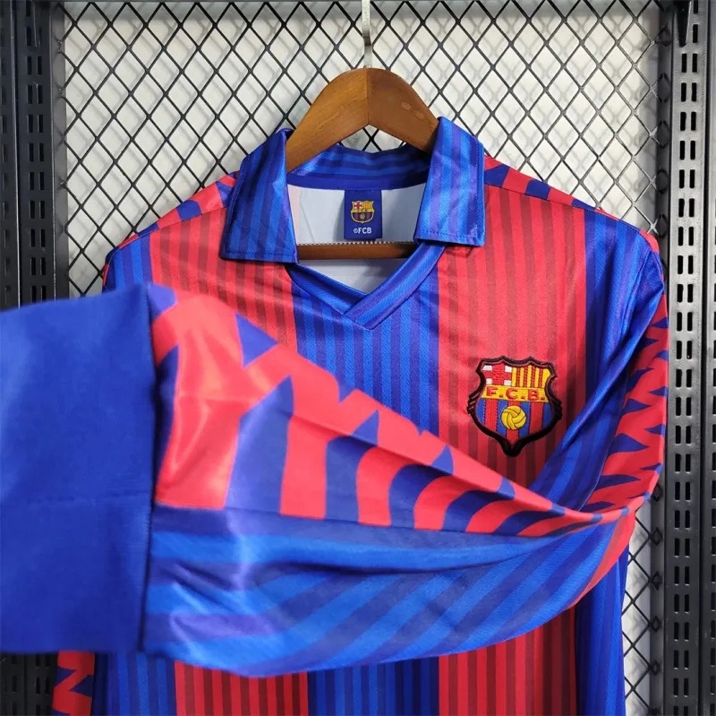 Barcelona Retro Jersey Home Long Sleeve Soccer Shirt 1991-92 - Ujersey NHL