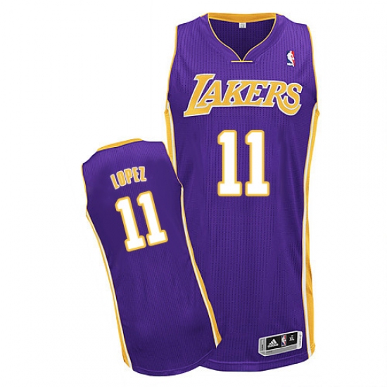 Men's Adidas Los Angeles Lakers #11 Brook Lopez Authentic Purple Road NBA Jersey - Ujersey