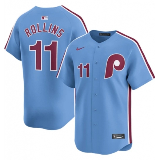 Men's Philadelphia Phillies #11 Jimmy Rollins Light Blue Alternate Limited Stitched Jersey - Ujersey