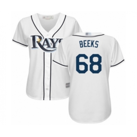 Women's Tampa Bay Rays #68 Jalen Beeks Authentic White Home Cool Base Baseball Player Jersey - Ujersey