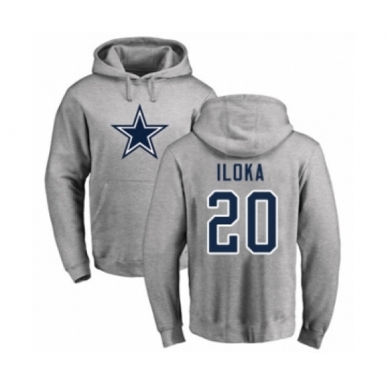 Football Dallas Cowboys #20 George Iloka Ash Name & Number Logo Pullover Hoodie - Ujersey