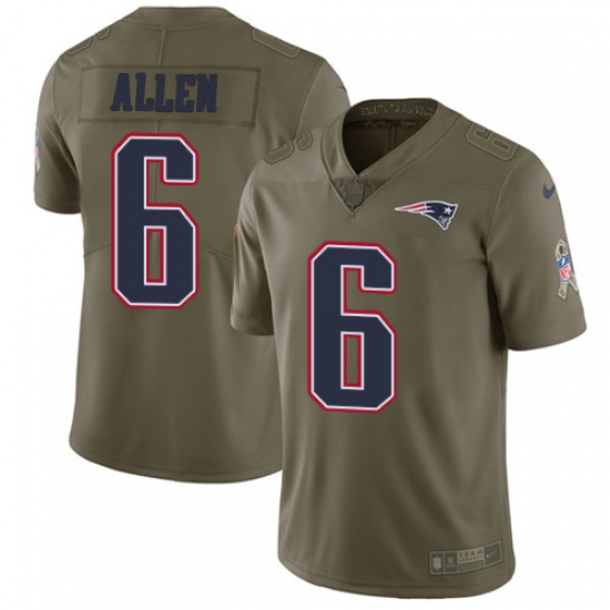 Youth Nike New England Patriots #6 Ryan Allen Limited Olive 2017 Salute to Service NFL Jersey - Ujersey