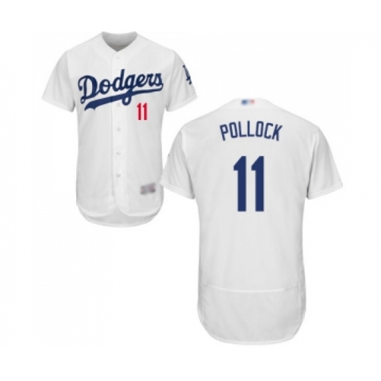 Men's Los Angeles Dodgers #11 A. J. Pollock White Home Flex Base Authentic Collection Baseball Jersey - Ujersey