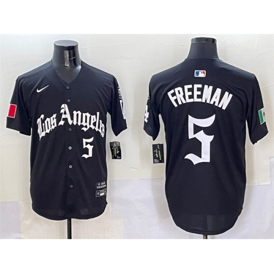 Men's Los Angeles Dodgers #5 Freddie Freeman Black Mexico 2025 LA Gothic Style With Fernando Vapor Premier Limited Stitched Baseball Jersey - Ujersey