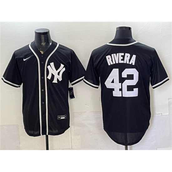 Men's New York Yankees #42 Mariano Rivera 2026 Fashion Replica Black Out Stitched Baseball Jersey - Ujersey