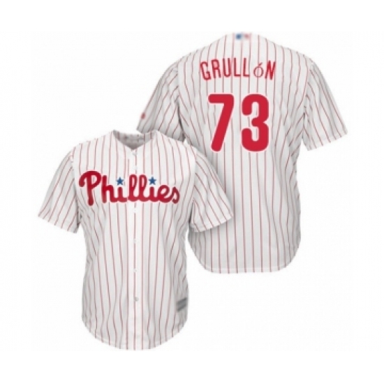 Youth Philadelphia Phillies #73 Deivy Grullon Authentic White Red Strip Home Cool Base Baseball Player Jersey