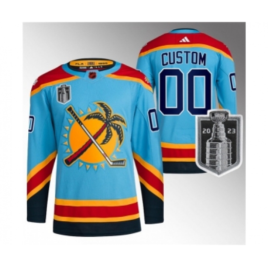 Men's Florida Panthers Custom Blue 2023 Stanley Cup Final Reverse Retro Stitched Jersey - Ujersey