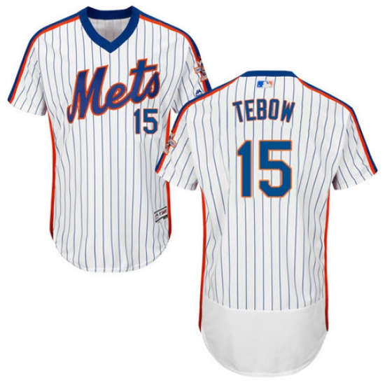 Men's Majestic New York Mets #15 Tim Tebow White/Royal Flexbase Authentic Collection MLB Jersey - Ujersey
